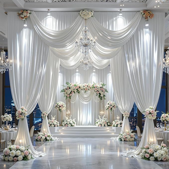 40x10ft White Glitter Backdrop Curtain - Image 3