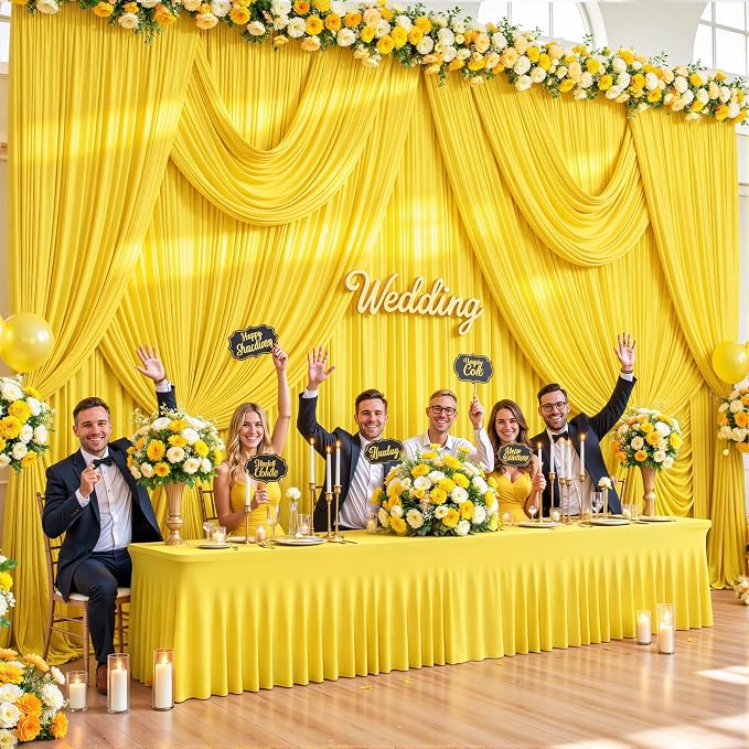 8 Panels Yellow Backdrop Curtains - Image 2