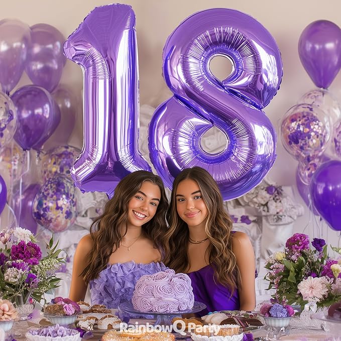 RainbowQ Purple 8 Balloon Number 40 Inch 0-40 Foil Large Balloons | Big Mylar 8 - Image 2