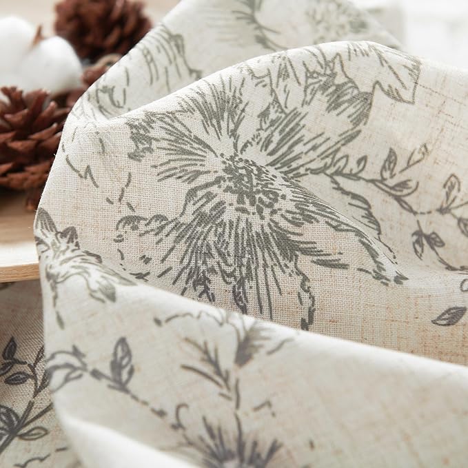 jinchan Floral Linen Curtains Lined 108 Inch Farmhouse Back Tab 2 Panels | - Image 9