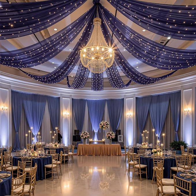 6 Panels Dark Blue Ceiling Curtains - Image 7
