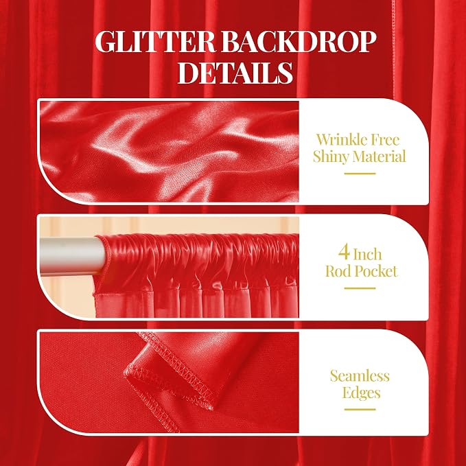 40x10ft Red Glitter Backdrop Curtain - Image 4