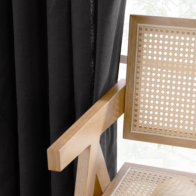 YoungsTex Short Black Linen Curtains 45 Inch Length, Light Filtering Window - Image 8