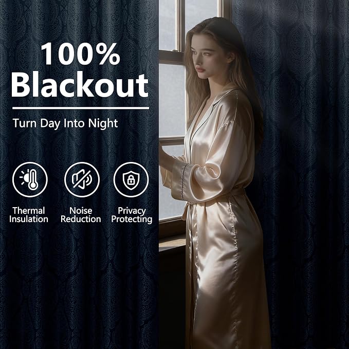 DWCN 100% Blackout Curtains for Bedroom 54 Inch Long - Image 3