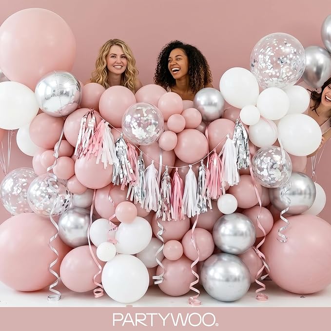 PartyWoo Dusty Pink Balloons 140pcs Lilac Pink Color 18 12 10 5 Inch | 18 12 10 - Image 5