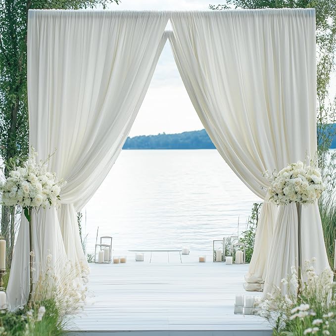 50×14ft Wrinkle Free Ivory Backdrop Curtain, Soft Silky Easy to Drape Cream - Image 6