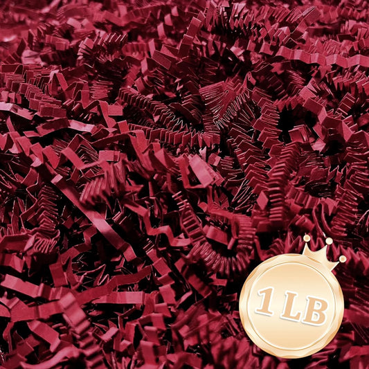 1 LB Deep Red Crinkle Cut Paper Shred Filler Great for Gift Wrapping, Deep Red Basket Fillers, Birthday, Gift Wrapping, Anniversary, Halloween Thanksgiving Christmas Party Decor Filling Supplies