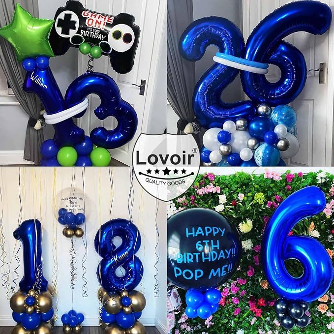 Navy Blue 16 Number Balloons, 40 Inch Giant Number 16 Balloons Foil Mylar - Image 7