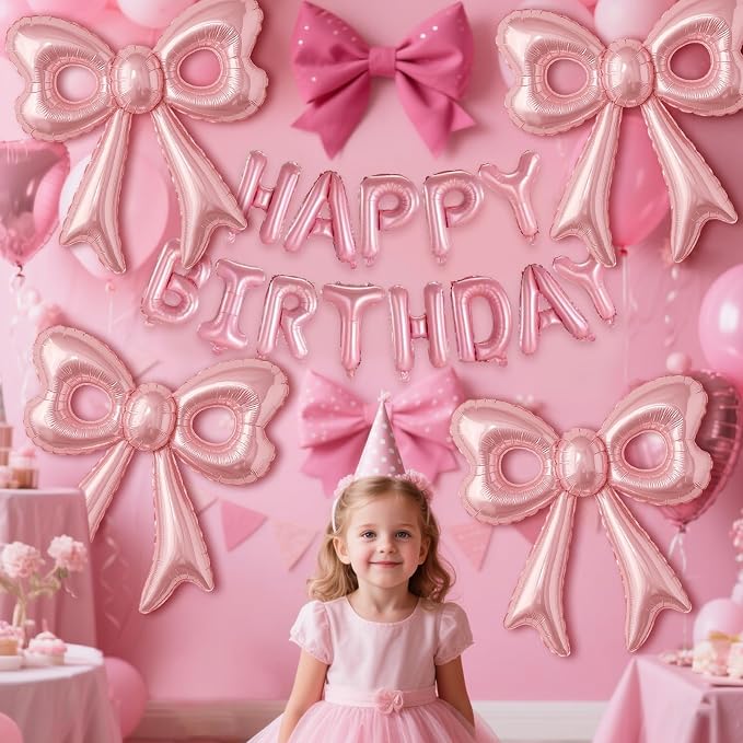Bow Number 3 Birthday Balloons, Coquette Party Decorations Supplies - Image 5