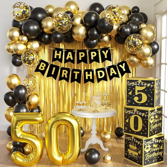 Gold 50th birthday decorations men by jenmir