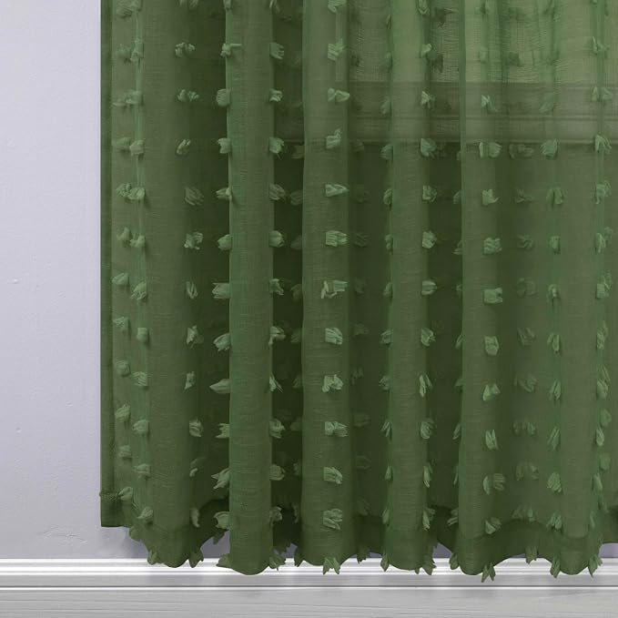 KOUFALL Dark Olive Green Boho Curtains - Image 5