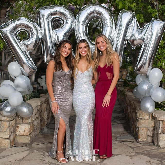 AULE 40 Inch Silver U Balloon Letter Foil A-Z Birthday Big Alphabet | Birthday - Image 5