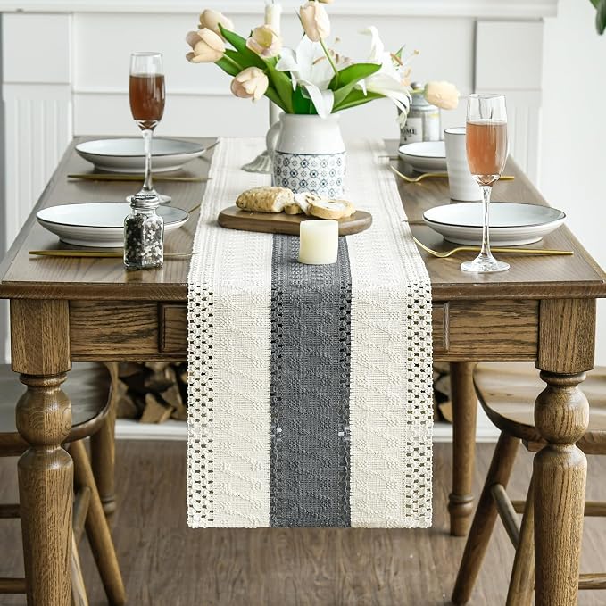 Artoid Mode Dark Grey Farmhouse Rustic Table Runner 12x36 Inch | Seasonal - Image 2
