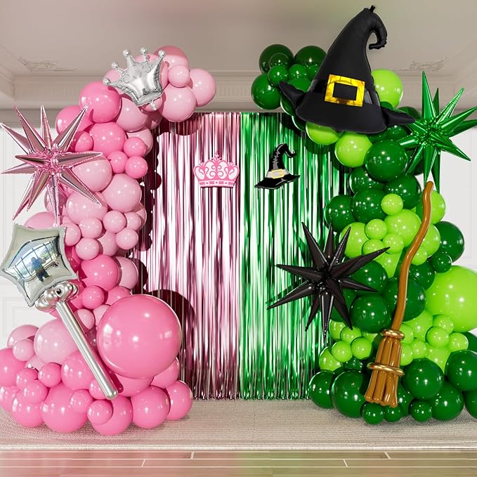 Pink and Green Balloon Garland Arch Kit, Witch Themed Party Decor | 140 Pcs by Haolongfa