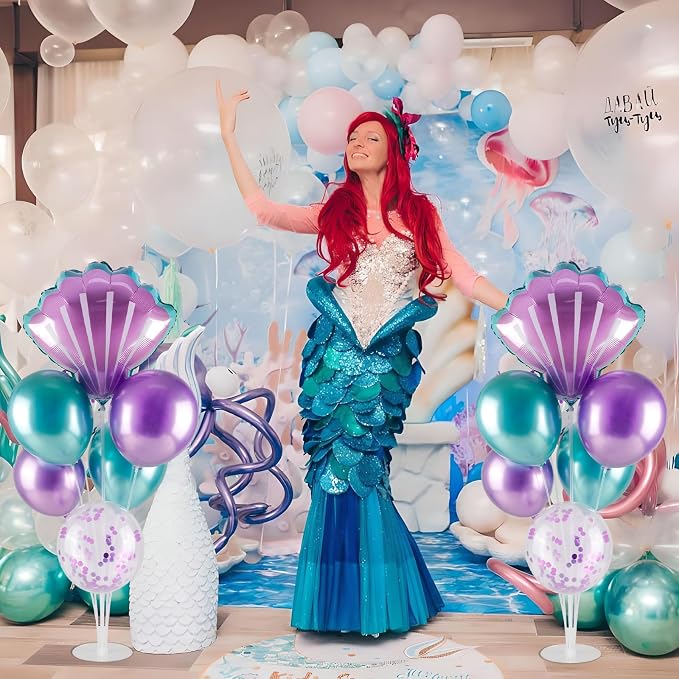 Mermaid Balloons Table Centerpiece 2 Sets Mermaid Balloon Stands | Table - Image 7