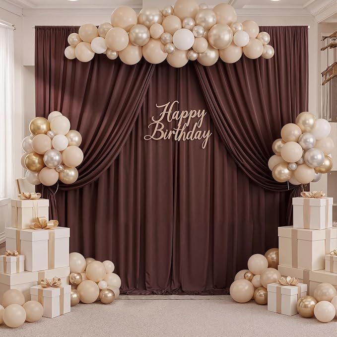 10x8 ft Wrinkle Free Brown Backdrop Curtain - Image 8