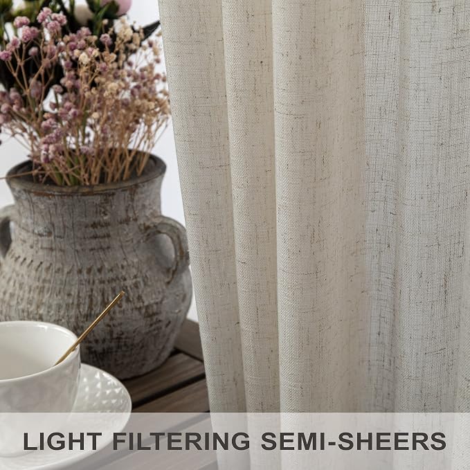 Beige Curtains 72 Inch Length for Living Room 2 Panels Set Back Tab Rod Pocket - Image 4