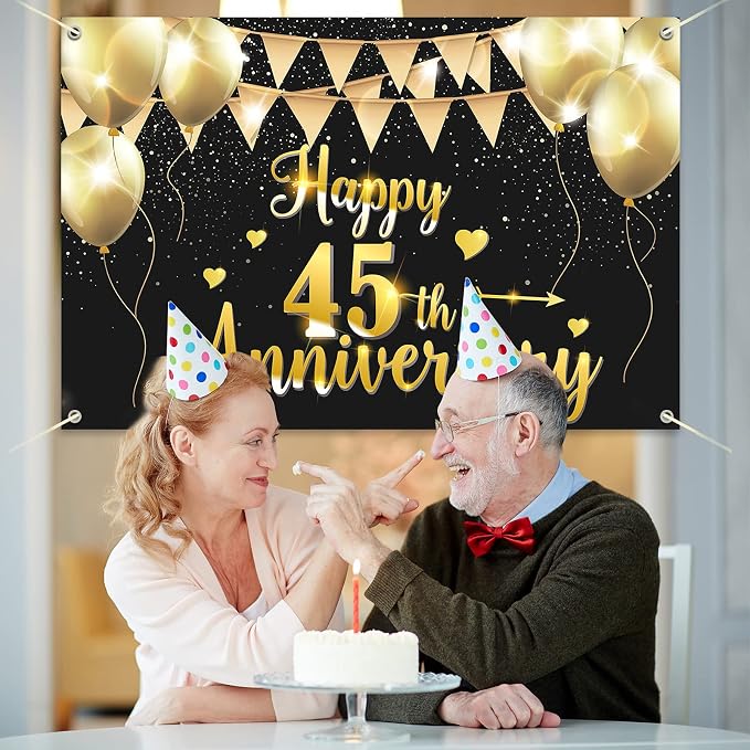 HAMIGAR 6x4ft Happy 45th Anniversary Banner Backdrop - Image 6