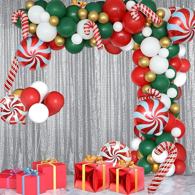 Sugargirl Silver Sequin Backdrop Curtain 6 Panels 2FTx8FT Glitter Silver - Image 3