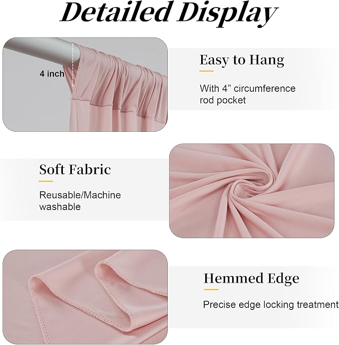 20ft x 12ft Dusty Pink Backdrop Curtains - Image 4