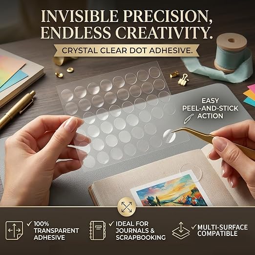 Glue Dots Double Sided 500 PCS, 1.18 Inch Clear Sticky Dots Removable Adhesive - Image 6