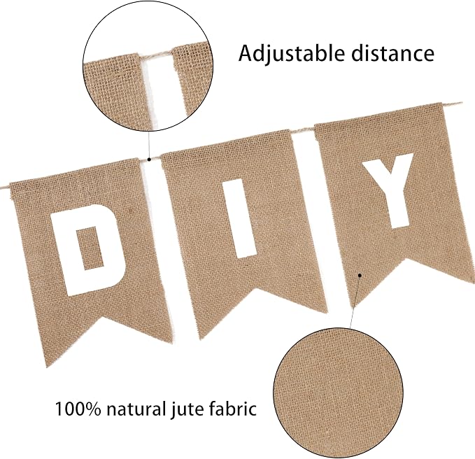 LaRibbons Burlap Banner, 5x7.5 inches 11.5ft DIY Party Decor - Image 6