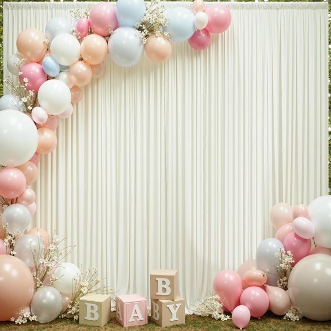 50×12ft Wrinkle Free Ivory Backdrop Curtain - Image 7