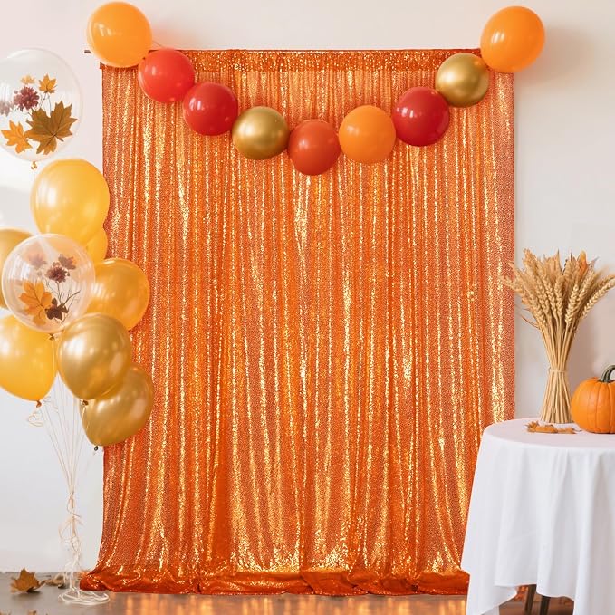 Eternal Beauty Orange 3mm Sequin Backdrop 8x10 Ft - Image 3