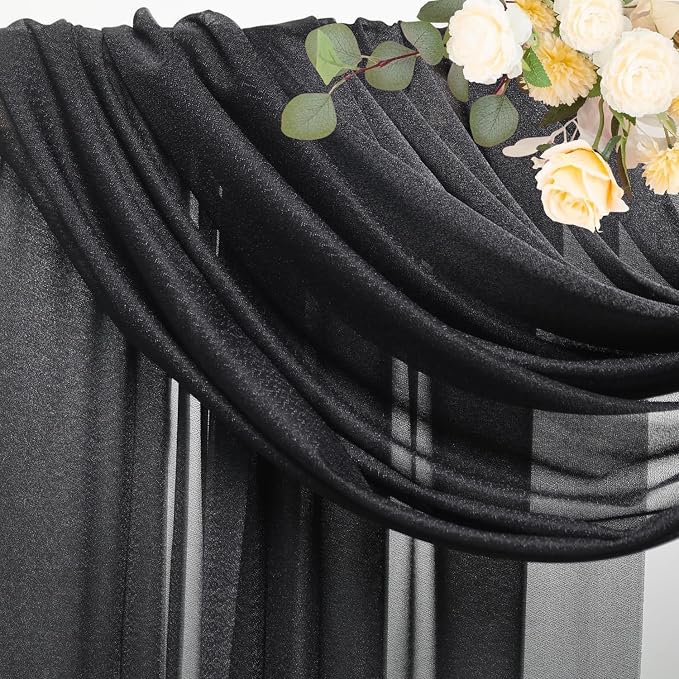 Black Wedding Arch Draping Fabric Backdrop Drapes Sheer 28.7"x 20FT | Sheer - Image 4