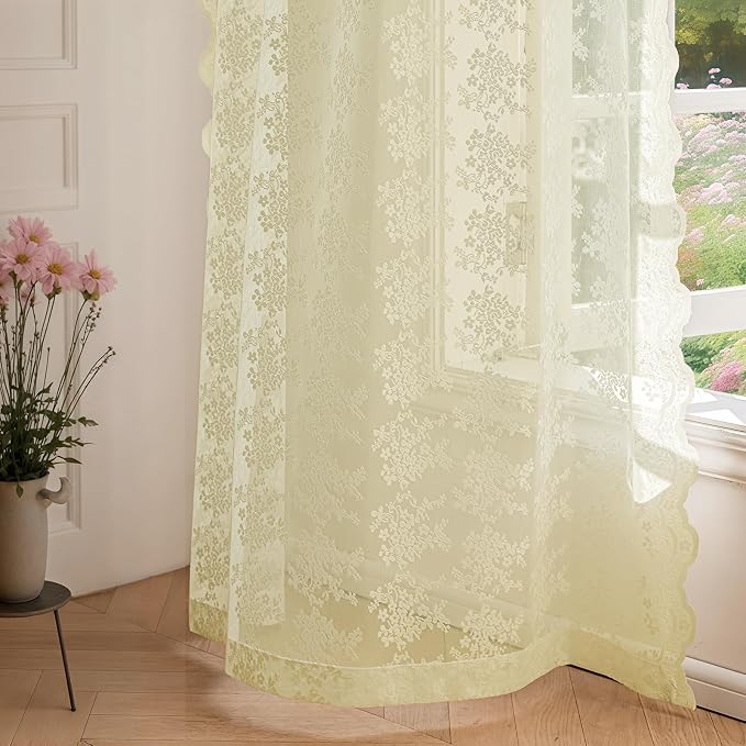Anmao Vintage Lace Curtains 102 Inches Long 2 Panels Set, Romantic Elegant - Image 8