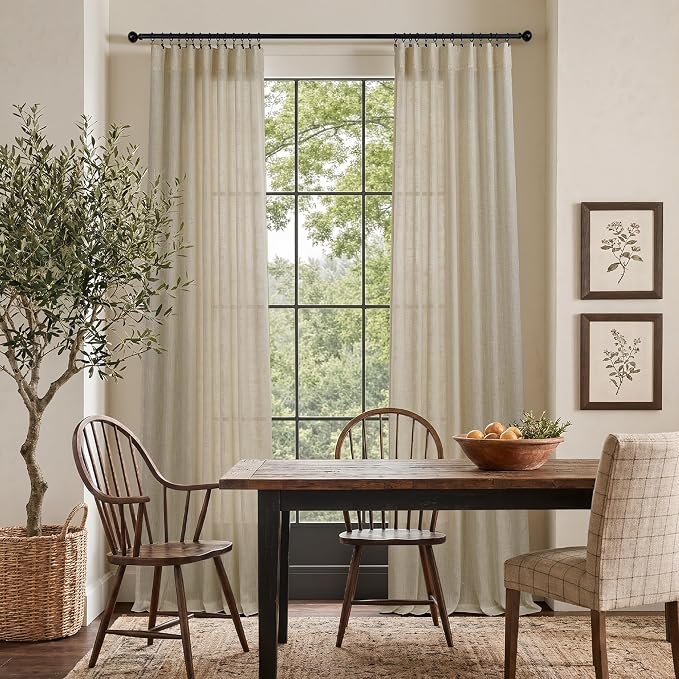 90 Inch Linen Curtains 2 Panels - Image 2
