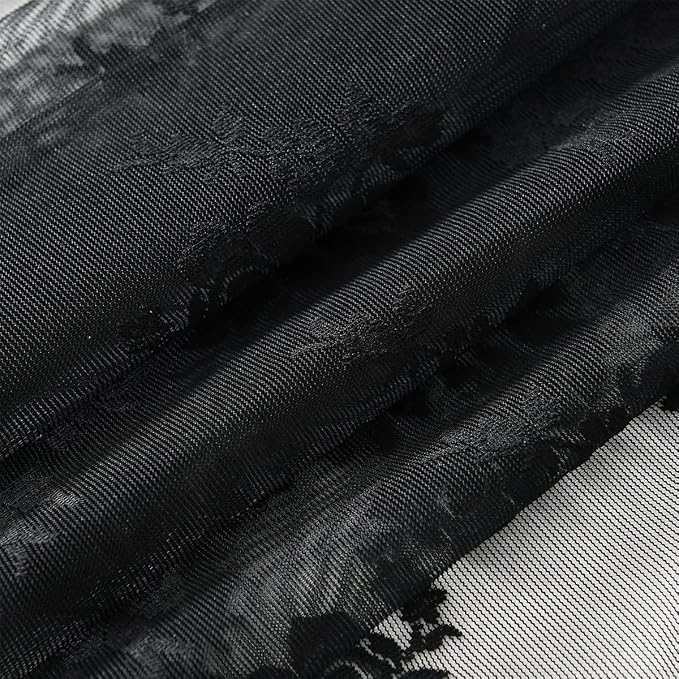 Kotile Black Sheer Lace Curtains - Image 7
