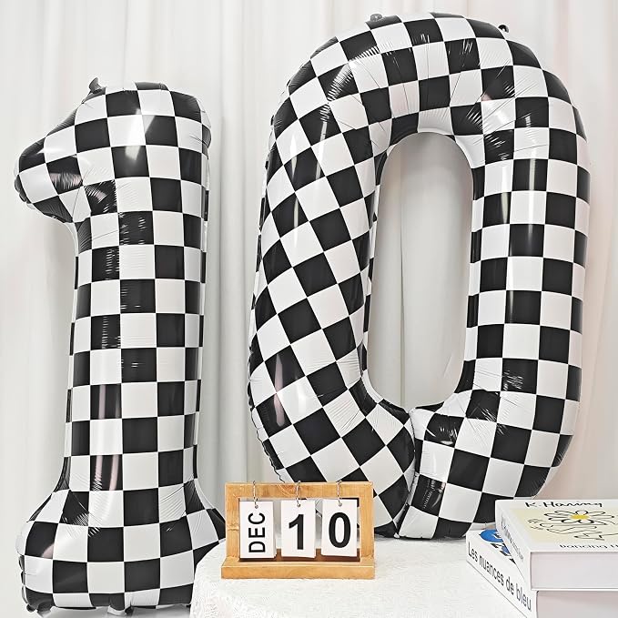 40In Black White Checkered Number 1 Balloon Race Car Digital Foil 1 Balloon | - Image 5