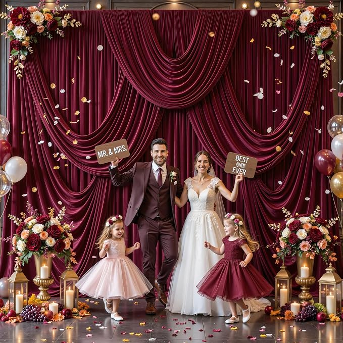 10x12 Burgundy Backdrop Curtains - Image 2