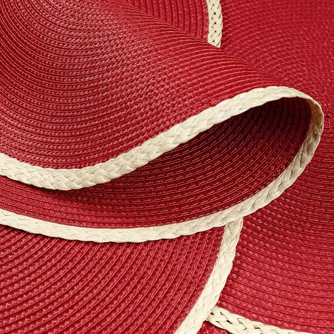 Round Placemats Set of 4, Woven Table Mats, Thin Edge, New Red | Braided Paper - Image 3