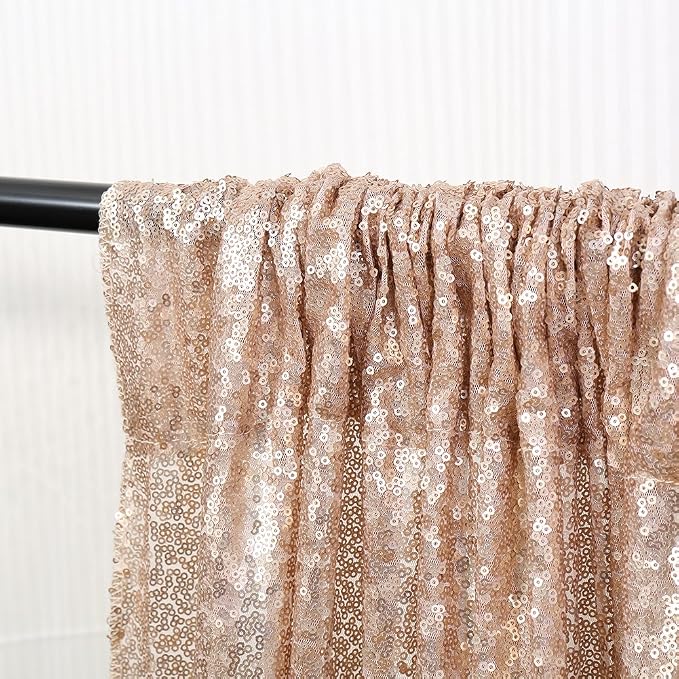 Poise3EHome Champagne Sequin Backdrop, 10Ft x 10Ft Glitter Photography - Image 2