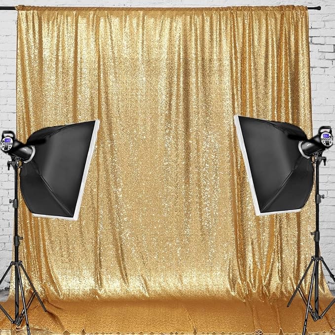Gold Sequin Backdrop 20FTx10FT NO See-Through Photobooth Backdrop Curtains by JuyaDelight