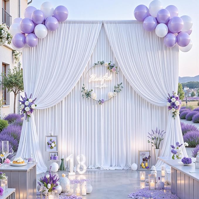 40 ft x 8 ft White Backdrop Curtain Drapes - Image 9