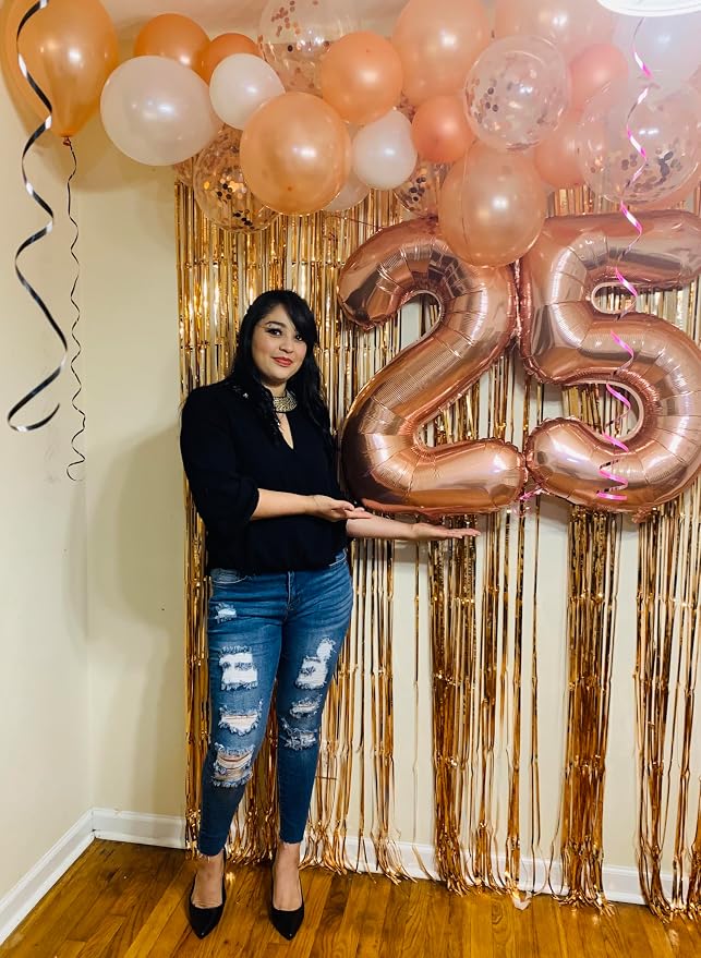 40 Inch Number 25 Balloon for 25th Year Old Birthday Decorations, Rose Gold | - Image 2