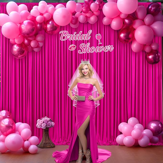 6 Panels Hot Pink Backdrop Curtains - Image 4