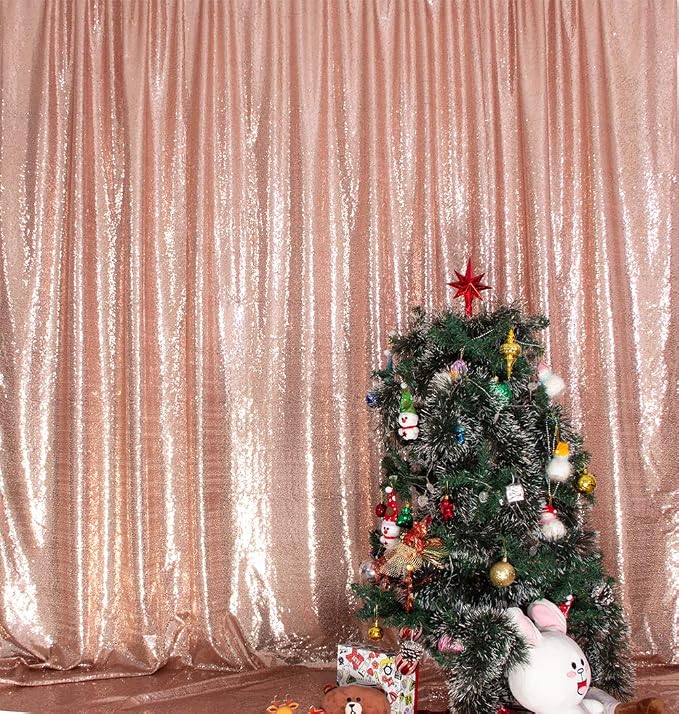 SquarePie 6x6ft Rose Gold Sequin Backdrop, High Density Non-Transparent Glitter - Image 9