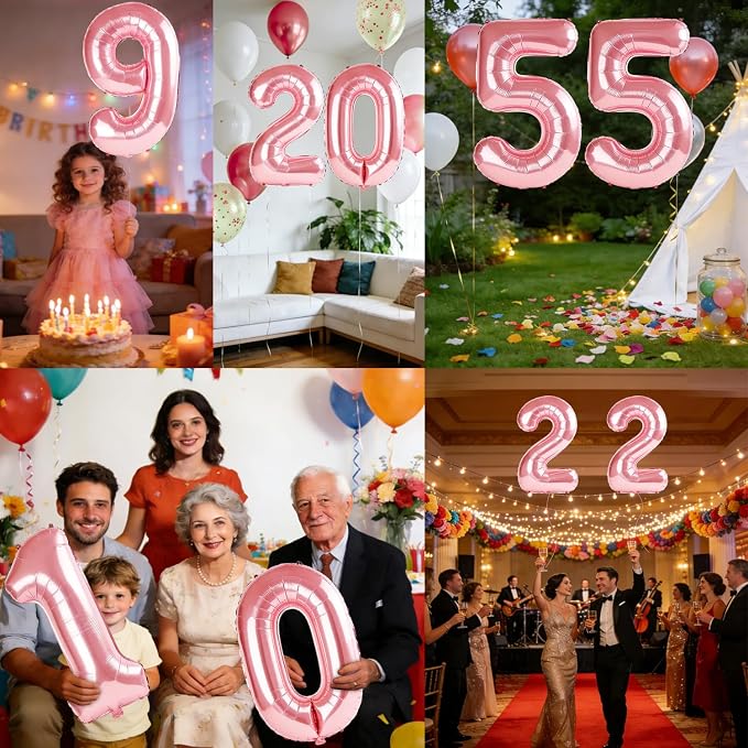 40 Inch Number 55 Balloons for 55th Birthday Party Decorations, 0-100 Jewelry - Image 7