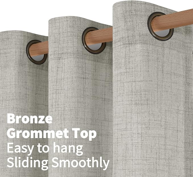 YoungsTex Light Grey Linen Curtains 63 Inches Length - Image 5