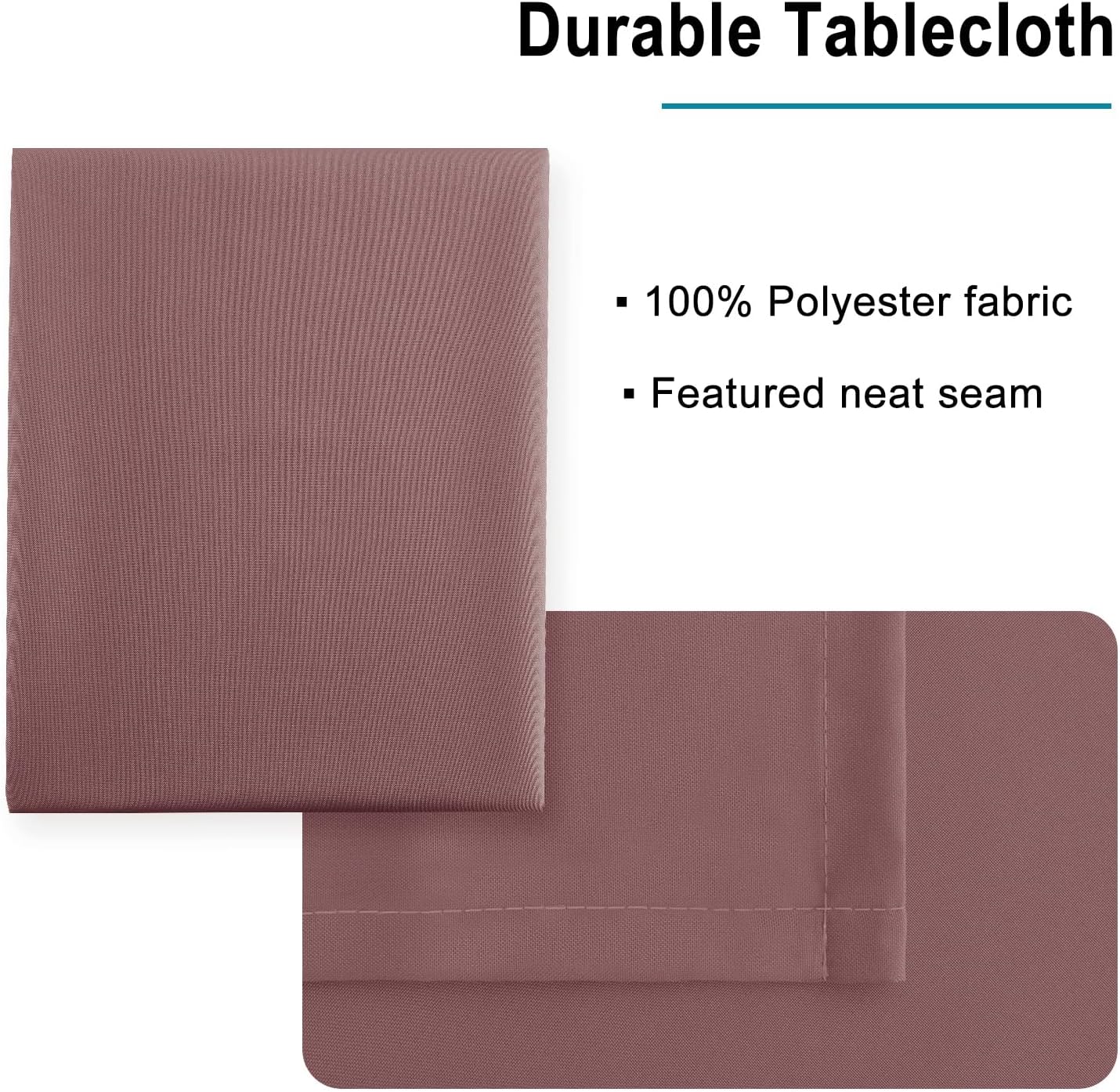 Hiasan Dusty Rose Rectangle Tablecloth - Waterproof Washable Polyester Fabric Table Cloth for Buffect Dining Birthday Party, 54 x 80 Inch