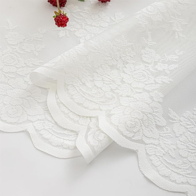 Kotile Ivory Sheer Lace Curtains - Image 8