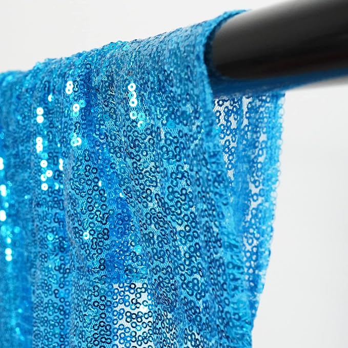 Poise3EHome Turquoise Sequin Backdrop Curtains, 4 Panels 2FTx8FT Glitter - Image 4