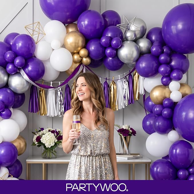 PartyWoo Dark Purple Balloons 100pcs Royal Purple Color Different Sizes | 18 12 - Image 10