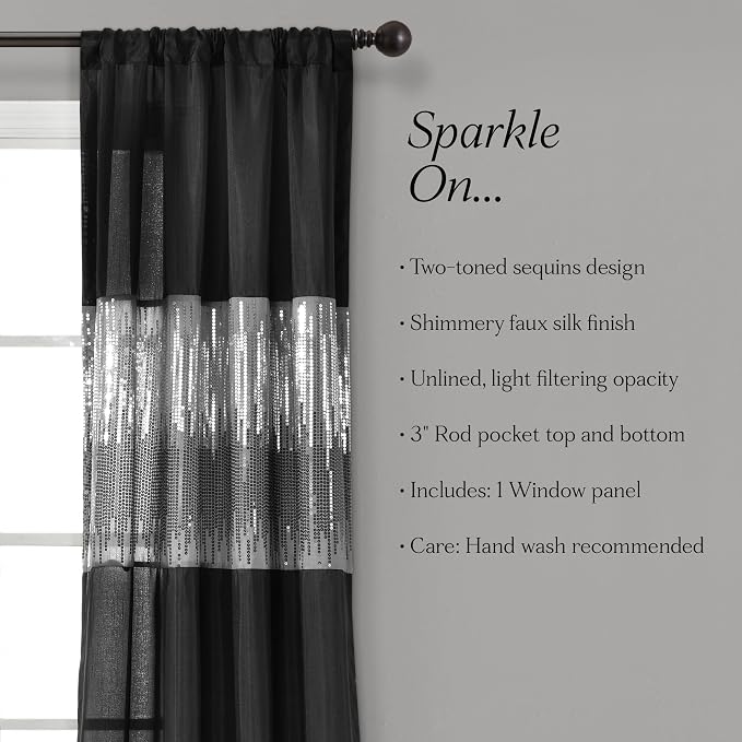 Lush Decor Night Sky Window Curtain Panel, Single 42"W x 84"L Black - Image 6