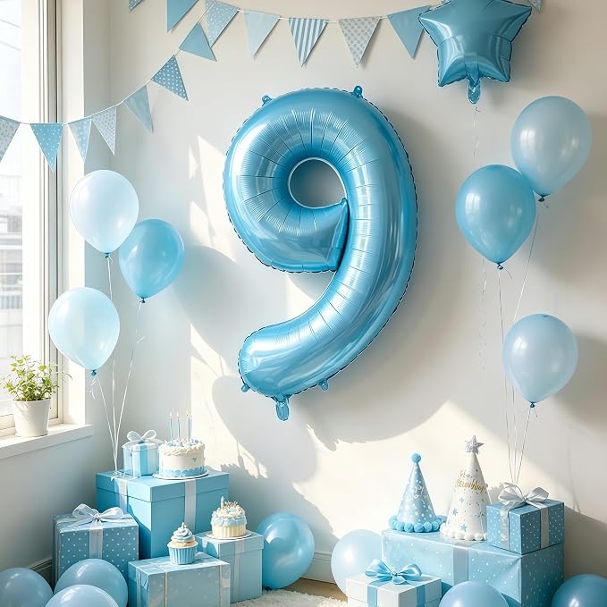 Pastel Blue 0 Balloon Number, Light Blue 0 Balloons - Image 7