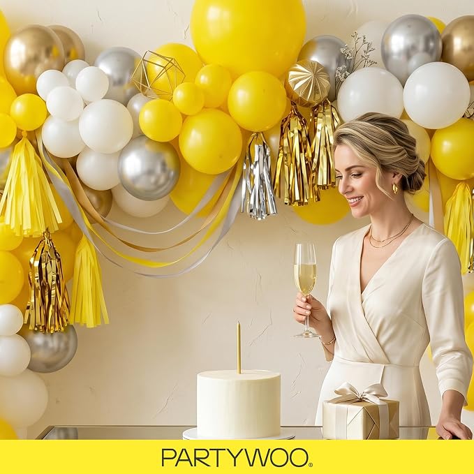 PartyWoo Yellow Balloons 130pcs Matte Yellow Color 18 12 10 5 Inch | 18 12 10 5 - Image 9